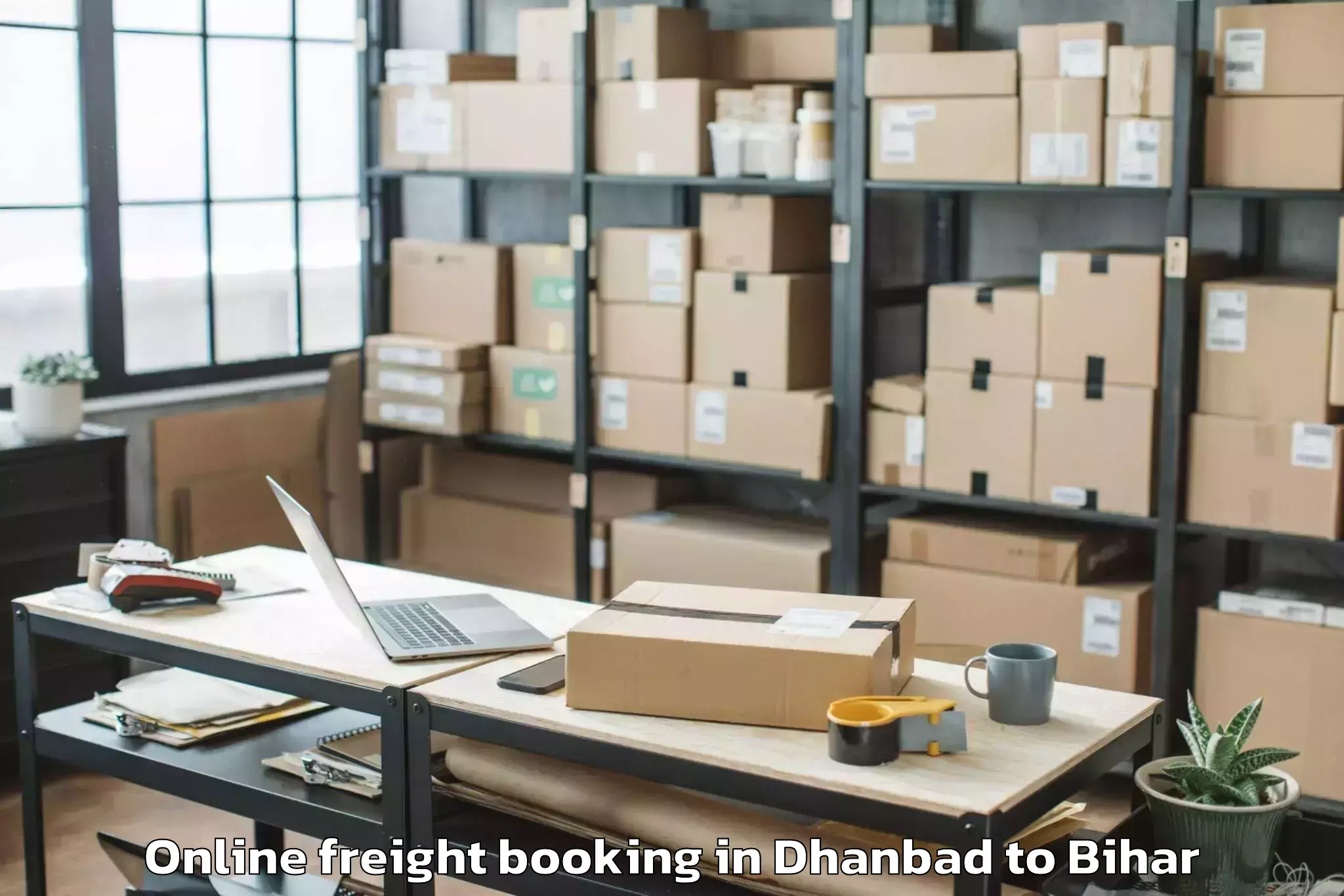 Easy Dhanbad to Bithan Online Freight Booking Booking